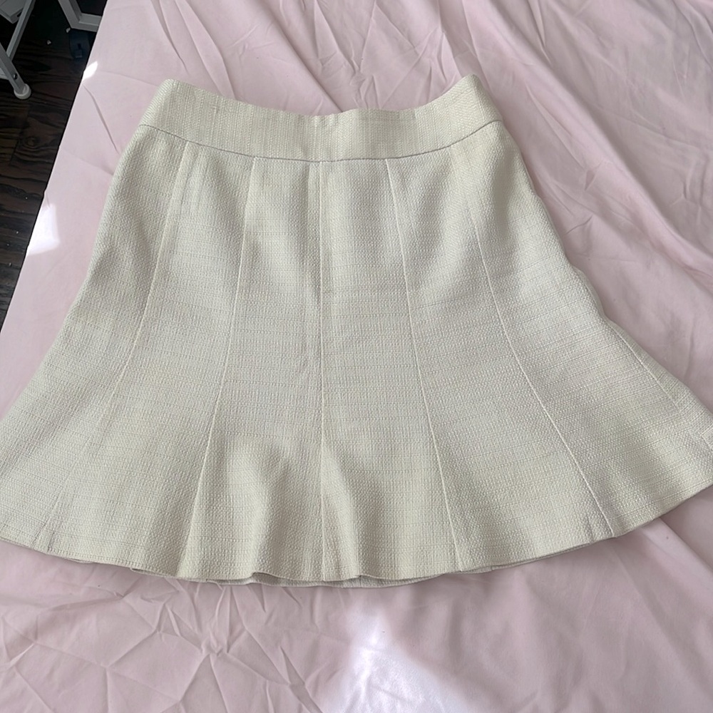 Banana republic 00 petite trumpet skirt, off-white cream, color, zip up